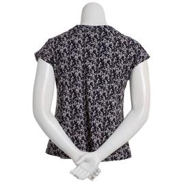 Womens Notations Short Sleeve Leaf Basic Shell Blouse