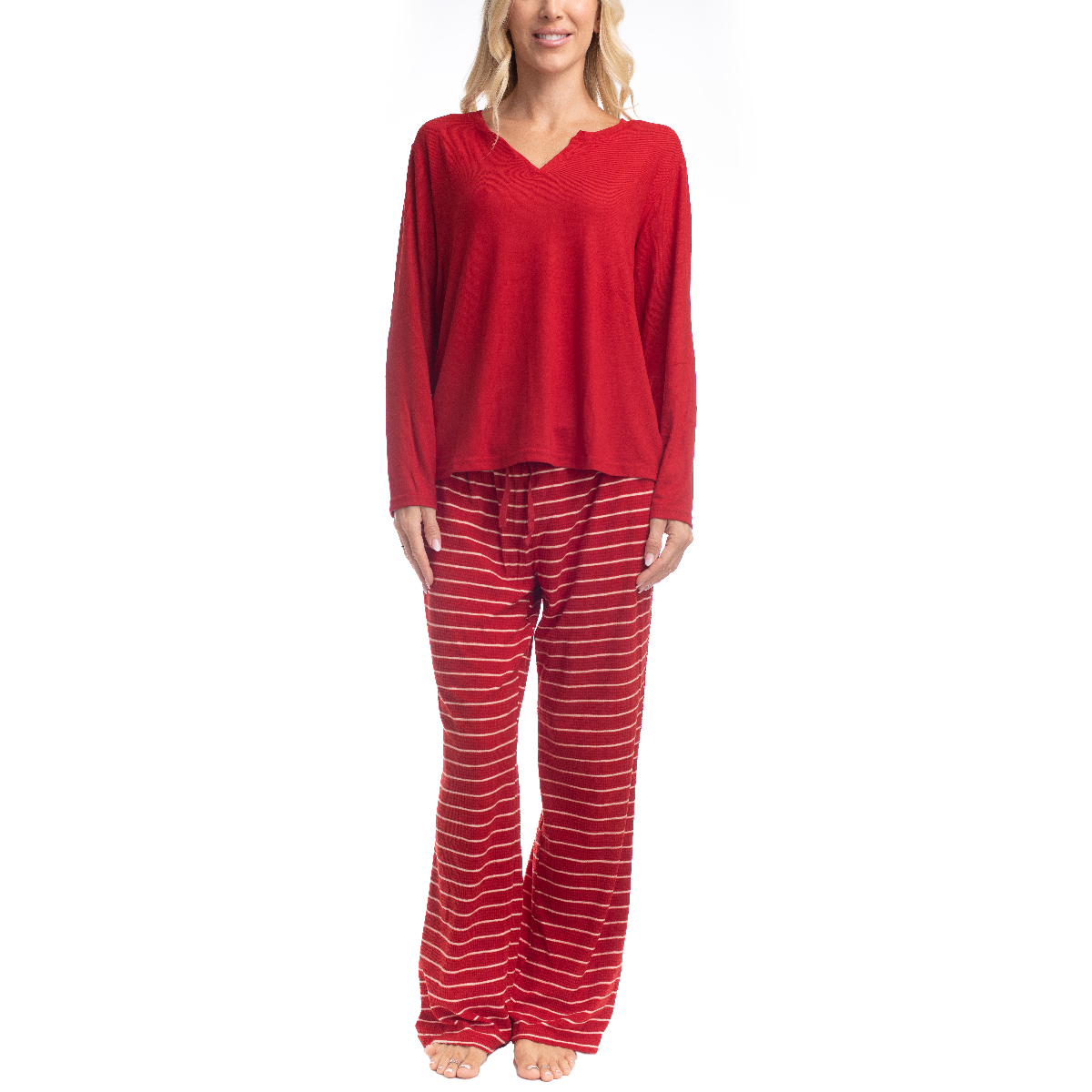 Womens Goodnight Kiss Holiday Pop Up Stripe Pajama Set