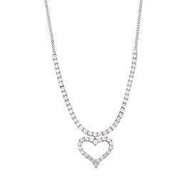 Splendere Rhodium Plated Sterling Silver CZ Open Heart Necklace
