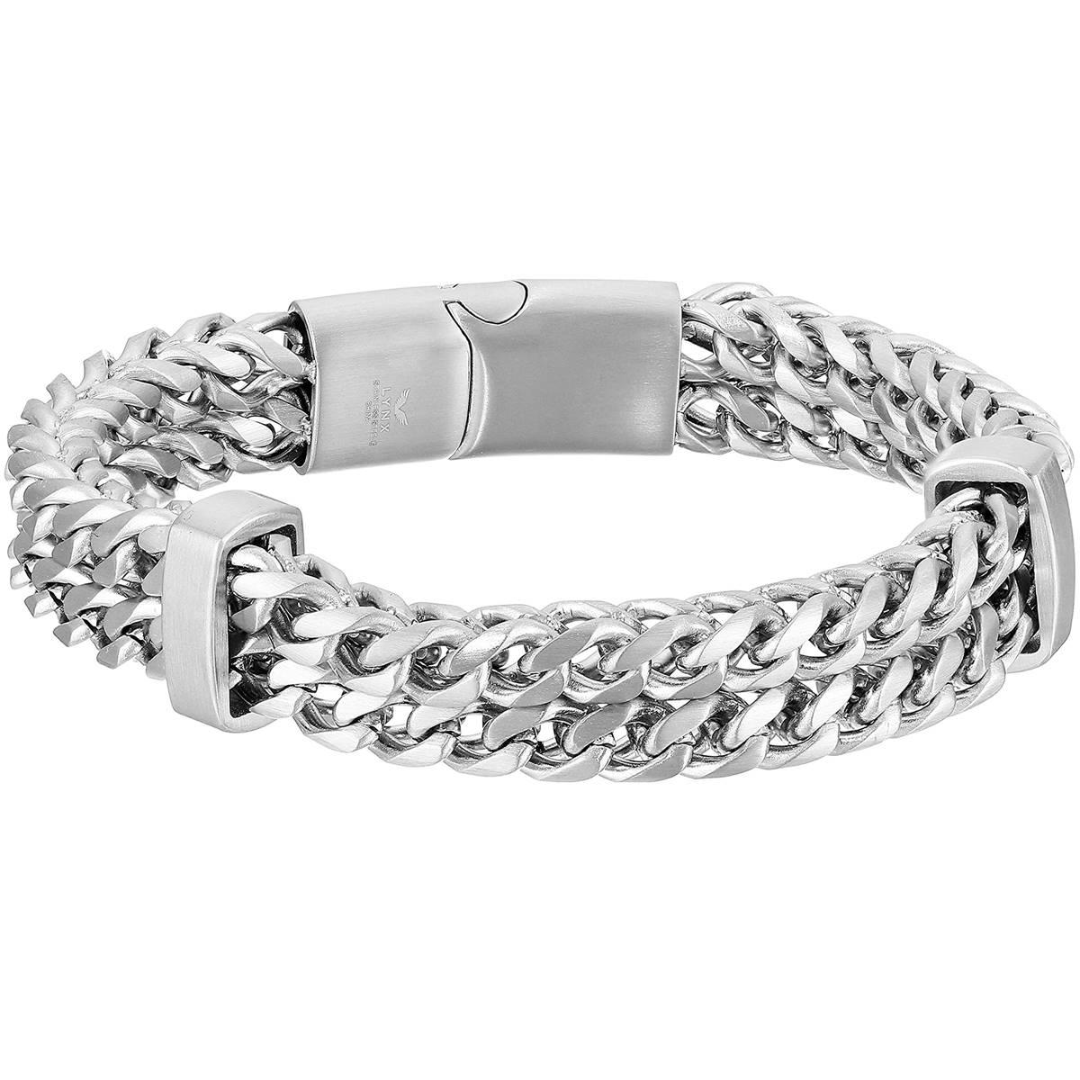 Mens Lynx Stainless Steel Two Strands Foxtail Bracelet