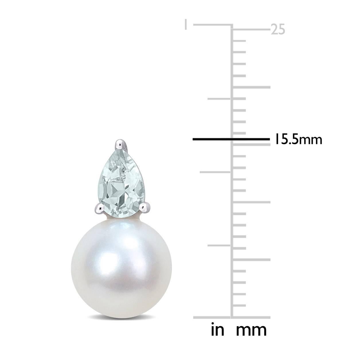 Gemstone Classics™ Freshwater Pearl & Aquamarine Stud Earrings