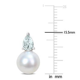 Gemstone Classics™ Freshwater Pearl & Aquamarine Stud Earrings
