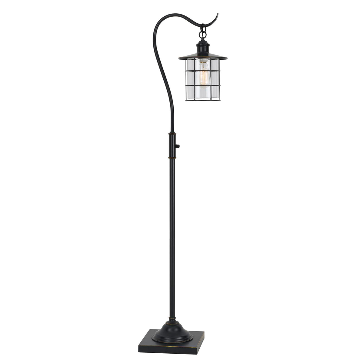 HomeRoots 60 Antiqued Bronze Lantern Style Floor Lamp With Glas