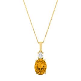 Diamond Classics(tm) 10kt. Yellow Gold/Oval Citrine Pendant