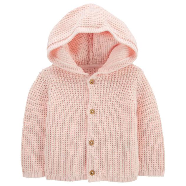 Baby Girl (NB-12M) Carter's® Knit Hooded Cardigan - Light Pink