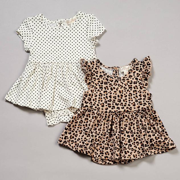 Baby Girl (NB-9M) Nannette 2pk. Leopard & Dot Bodysuit Dresses