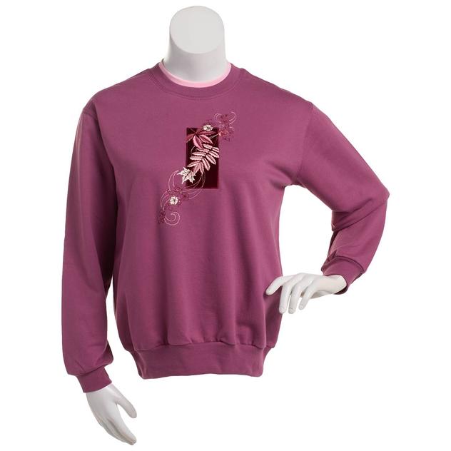 Womens Top Stitch by Morning Sun Autumn Leaves Fleece Sweatshirt