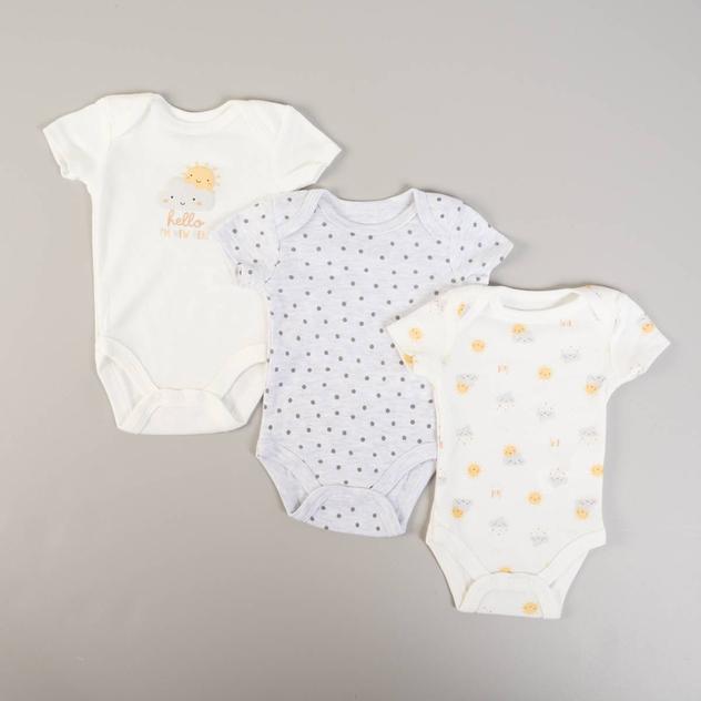 Baby Unisex (NB-9M) baby views 3pk. Sunny & Cloudy Bodysuits