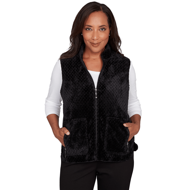 Petite Alfred Dunner Barcelona Plush Faux Fur Fleece Vest