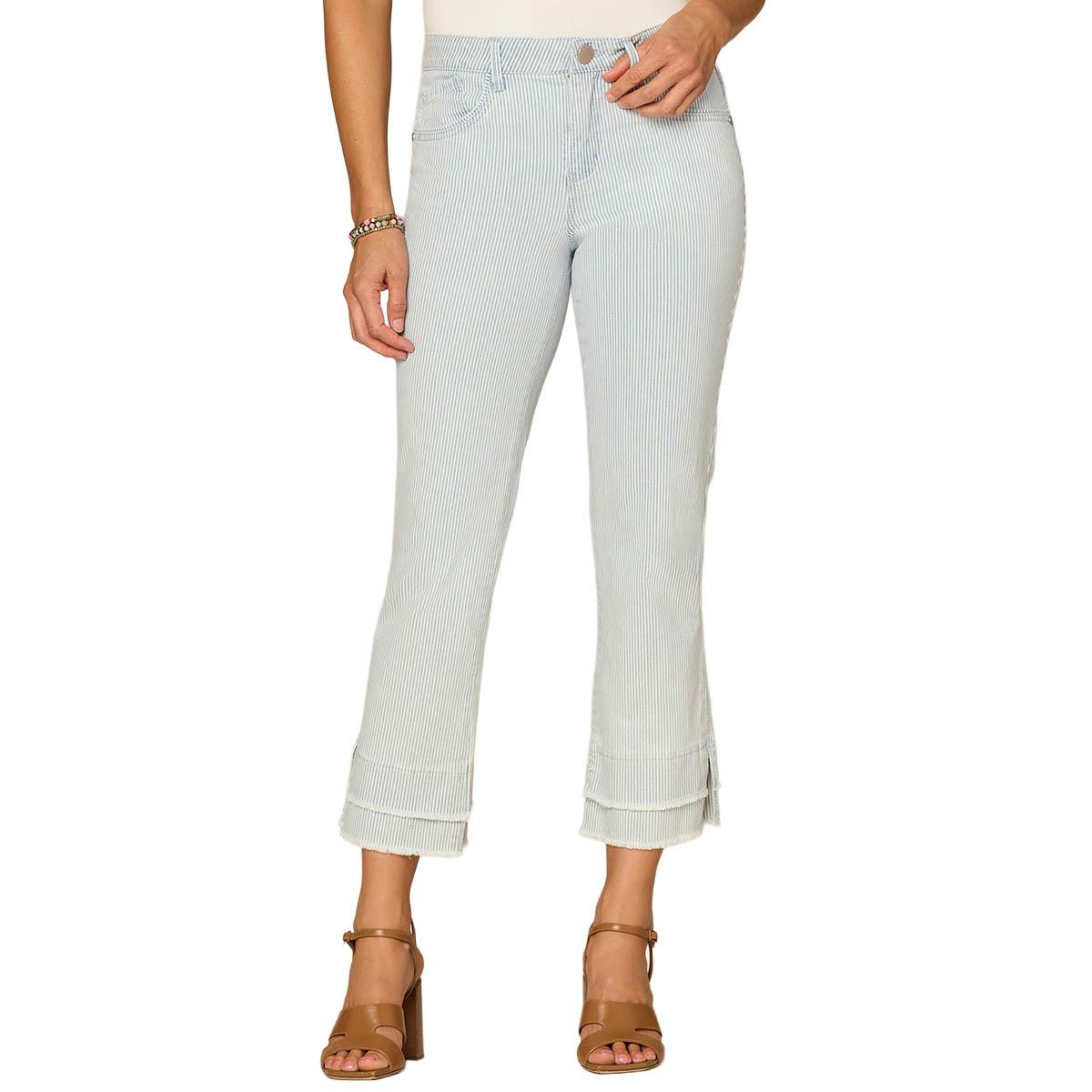 Womens Democracy Absolution(R) Mid-Rise Fray Hem Stripe Jeans