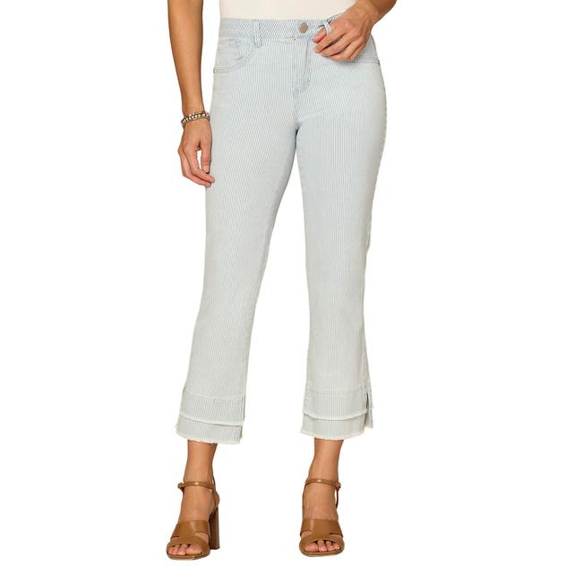 Petite Democracy “Ab”solution® Mid-Rise Fray Hem Stripe Jeans