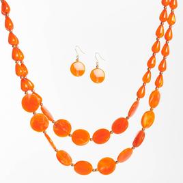 Ashley Cooper(tm) Gold Plated 2 Row Beaded Necklace & Earring Set