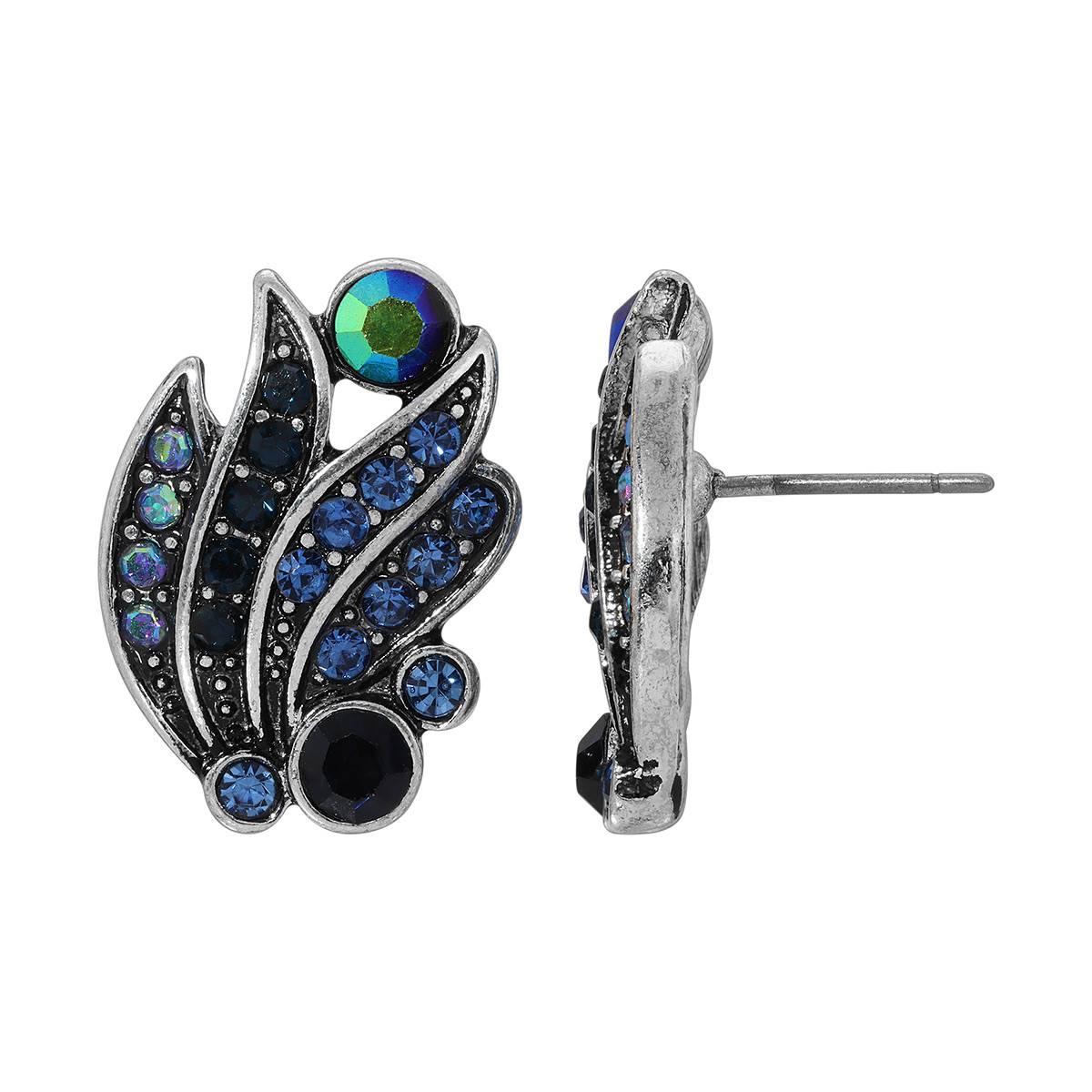 1928 Silver-tone Vintage Inspired Button Earrings