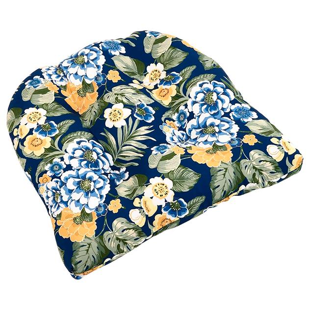 Jordan Manufacturing Outdoor Floral Wicker Chair Cushion - Blue