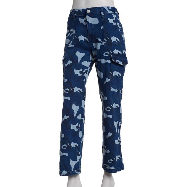 Juniors Madden Girl Blue Camo Cargo Jeans