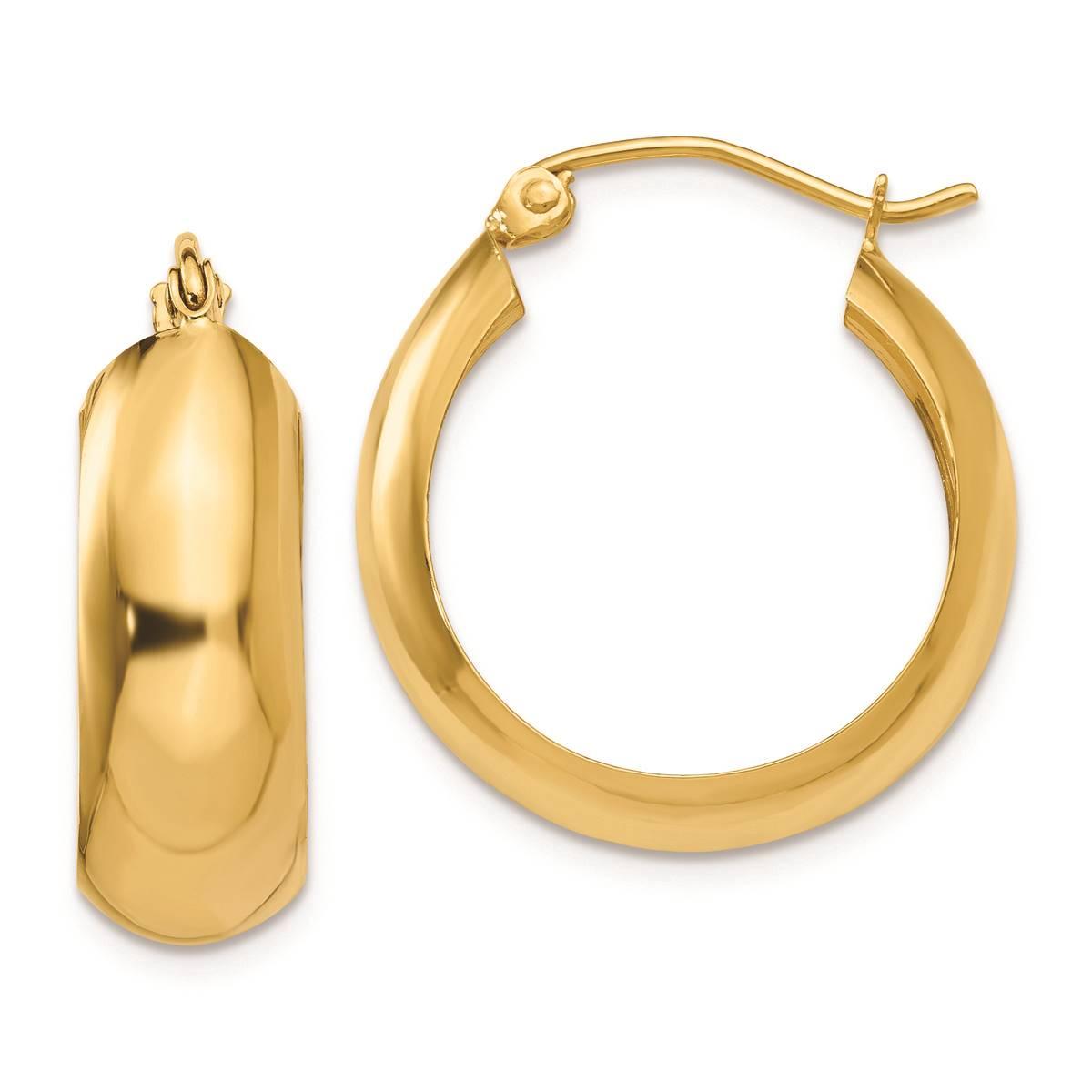Gold Classics(tm) 14kt. Yellow Gold 14x7mm Hoop Earrings