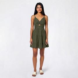 Juniors Angie Solid Eyelet Keyhole Slip Dress