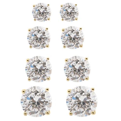 Plated Round Cubic Zirconia Stud Earrings
