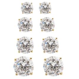 Plated Round Cubic Zirconia Stud Earrings
