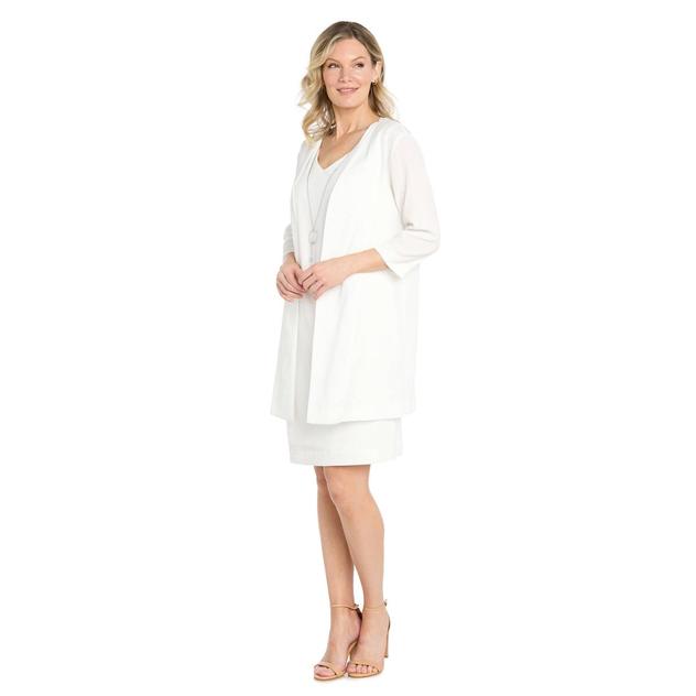 Womens R&M Richards 3/4 Sleeve Solid Daytime Jacket Dress