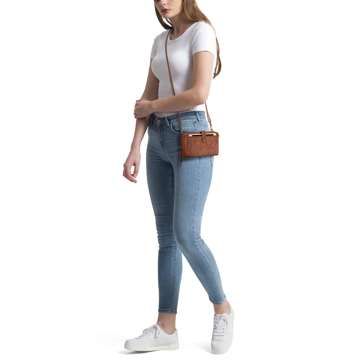 The Sak Large Tobacco Floral Embossed Smartphone Wristlet