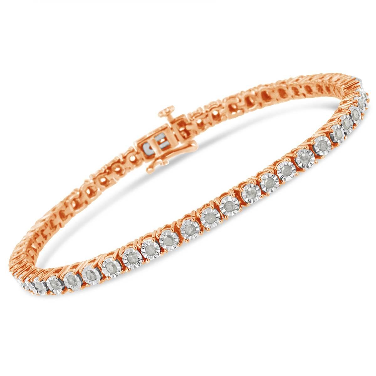 Haus of Brilliance Rose Gold over Silver Tennis Bracelet