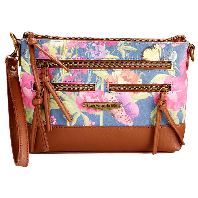Stone Mountain Primo Floral East/West 4 Bagger Crossbody- Denim