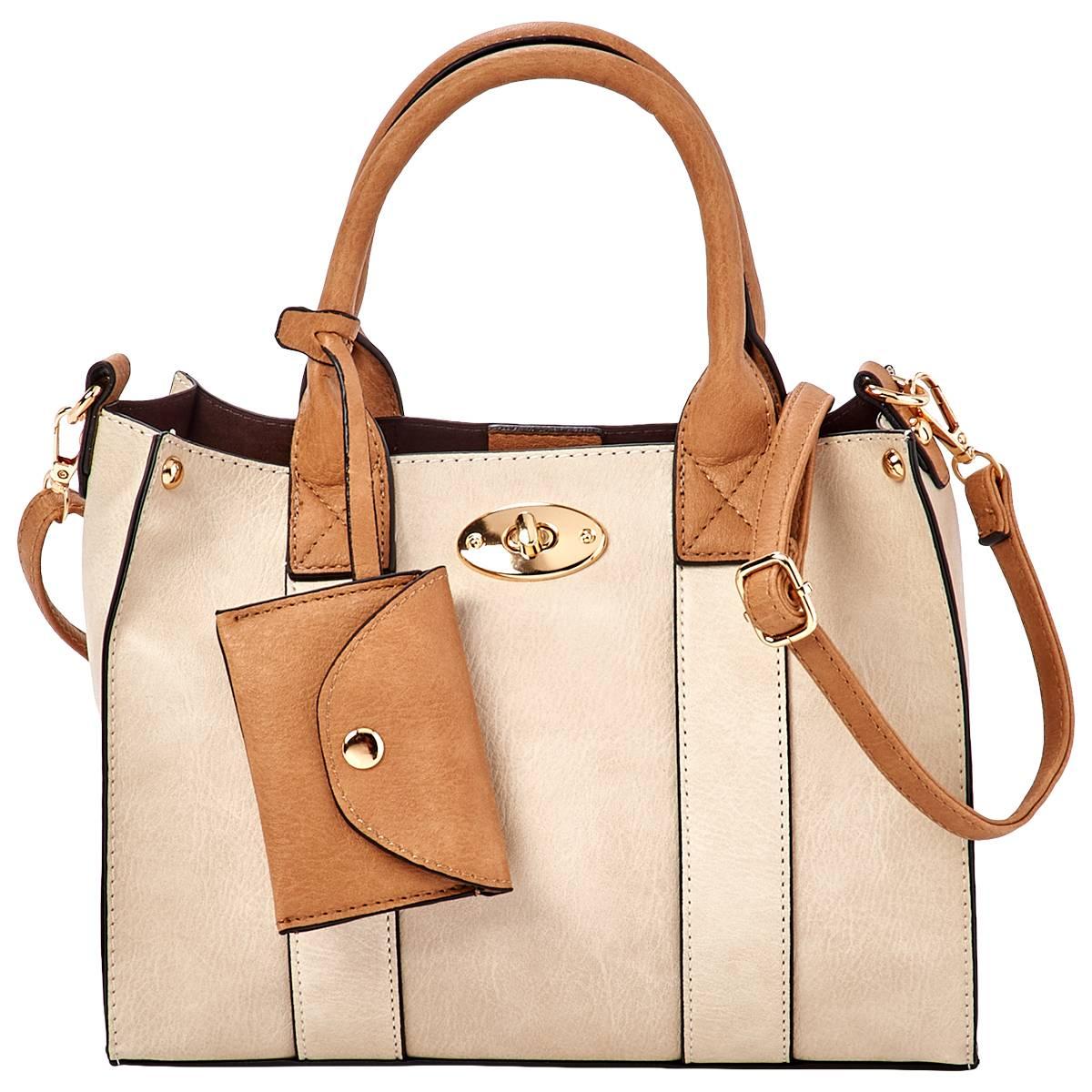 DS Fashion Color Block Trim Crossbody Satchel