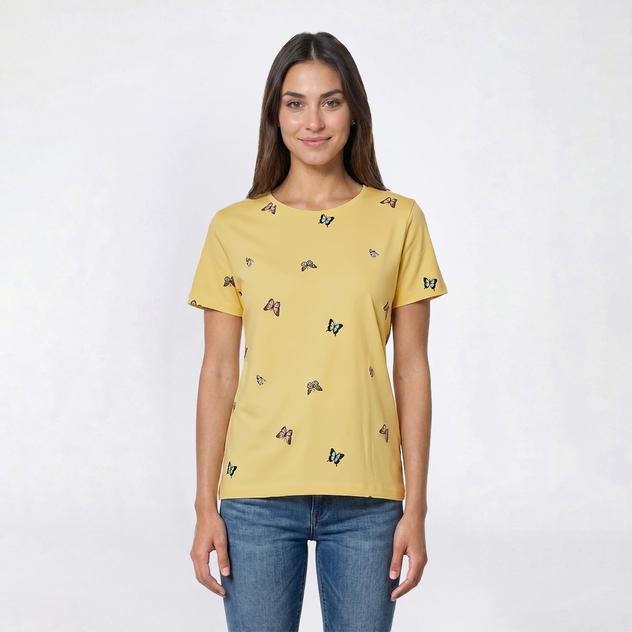 Petite Bonnie Evans Short Sleeve Tossed Butterflies Tee