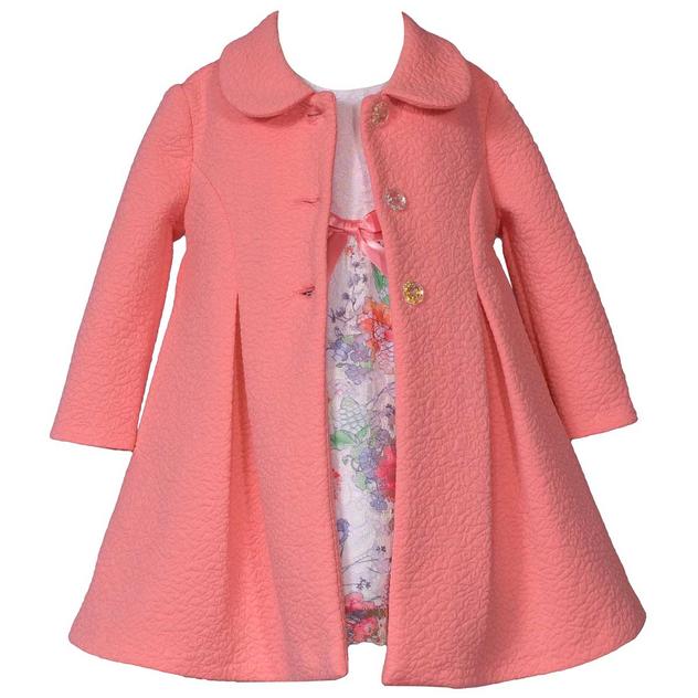 Girls (4-6x) Bonnie Jean Lace Dress with Textured Knit Coat Set