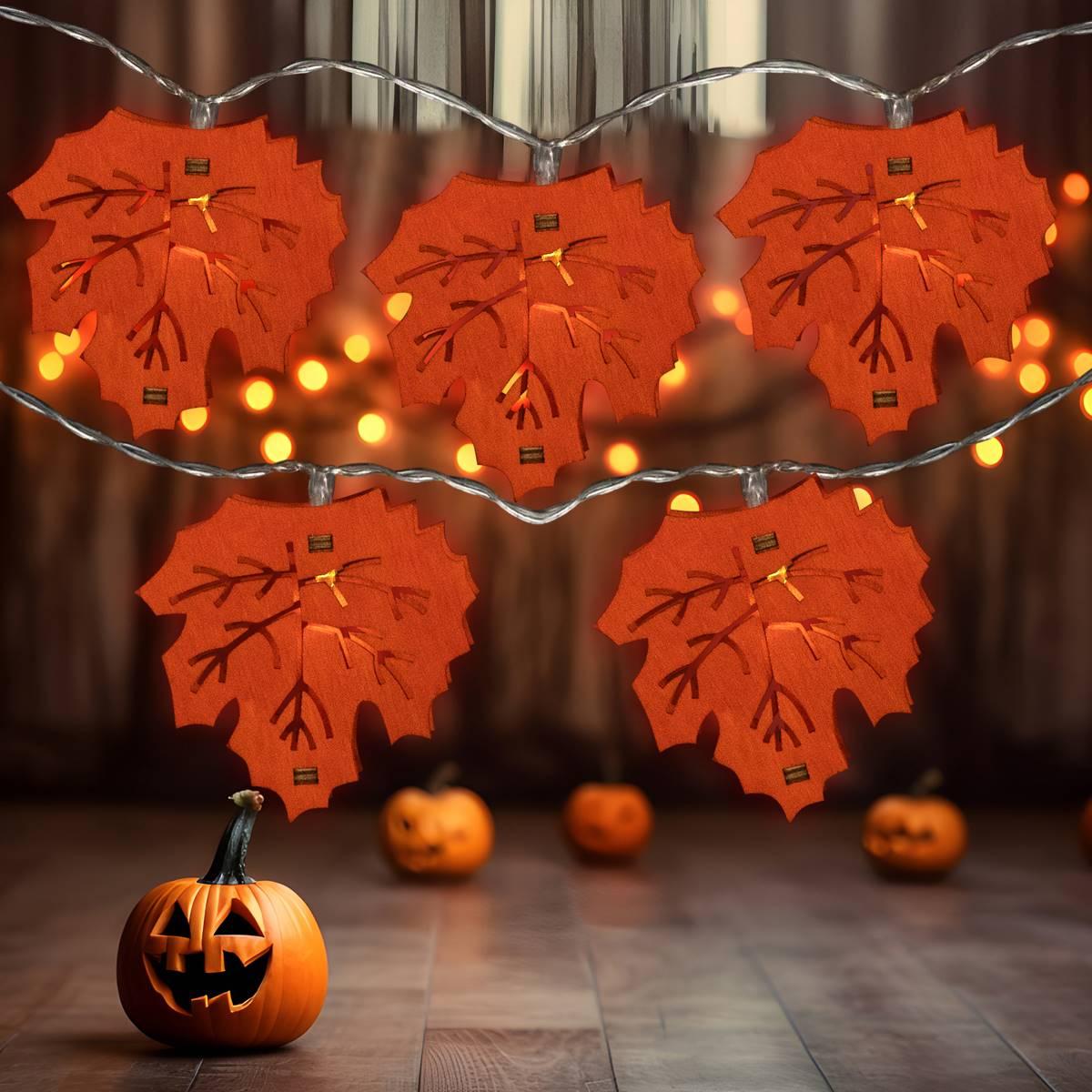 Northlight Seasonal 10ct. LED Orange Fall Leaves Fairy Lights