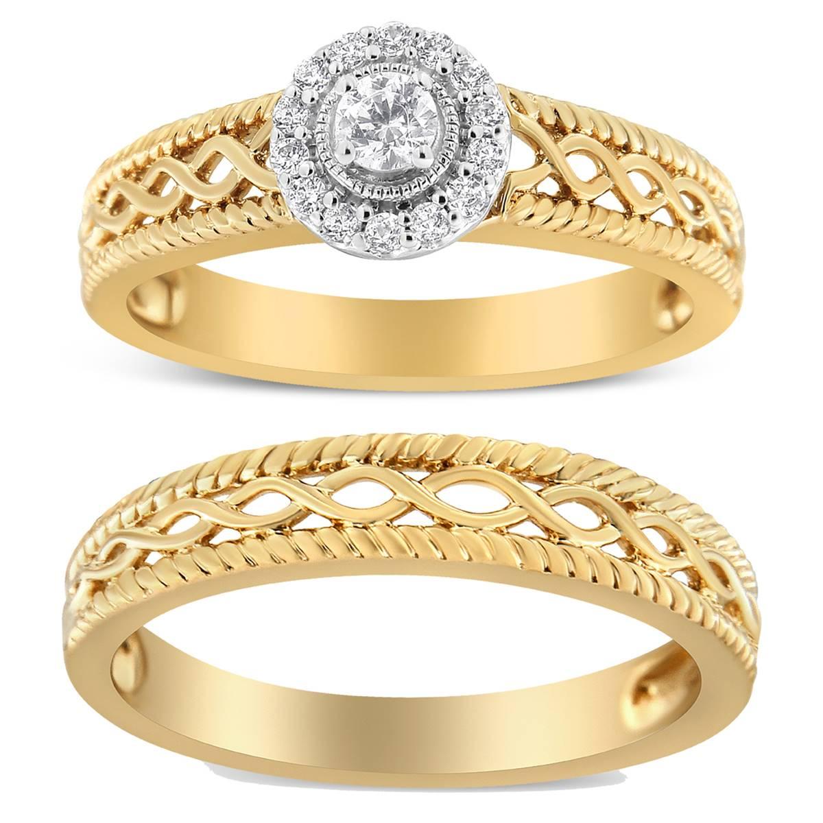 Haus of Brilliance 14kt. Gold 1/5ctw. Round Diamond Bridal Set