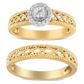 Haus of Brilliance 14kt. Gold 1/5ctw. Round Diamond Bridal Set