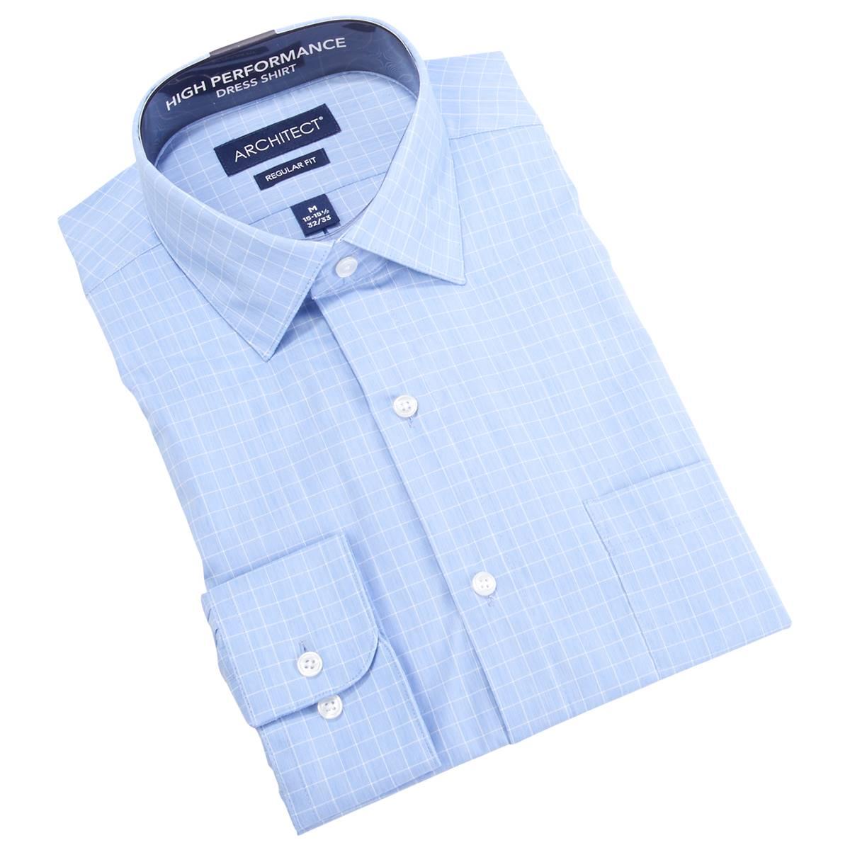 Mens Architect(R) High Performance Regular Fit Plaid Dress Shirt