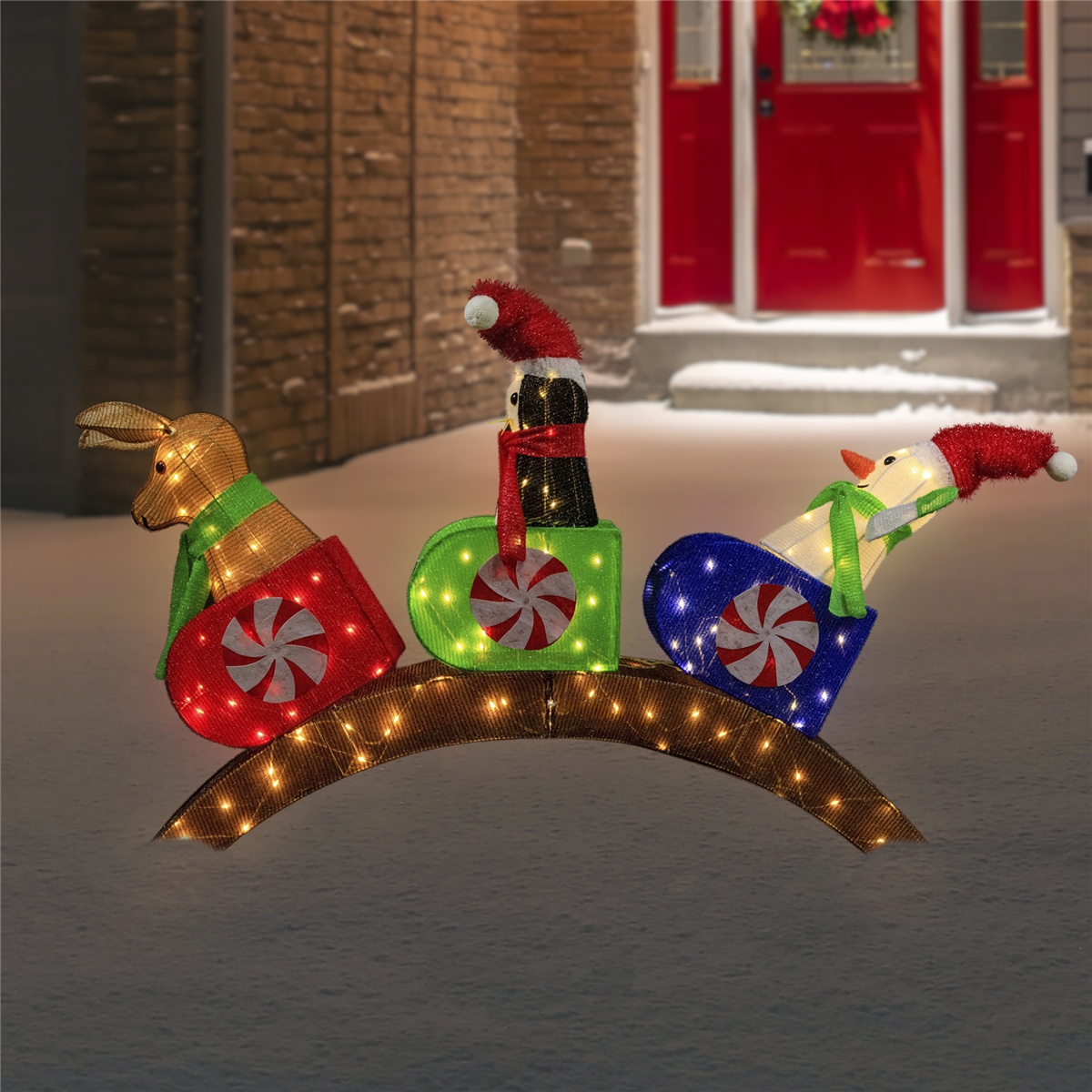 Northlight Lighted Winter Friends Christmas Coaster Outdoor Décor