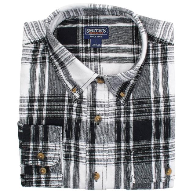 Mens Smith's Plaid Flannel Shirt - Black/White