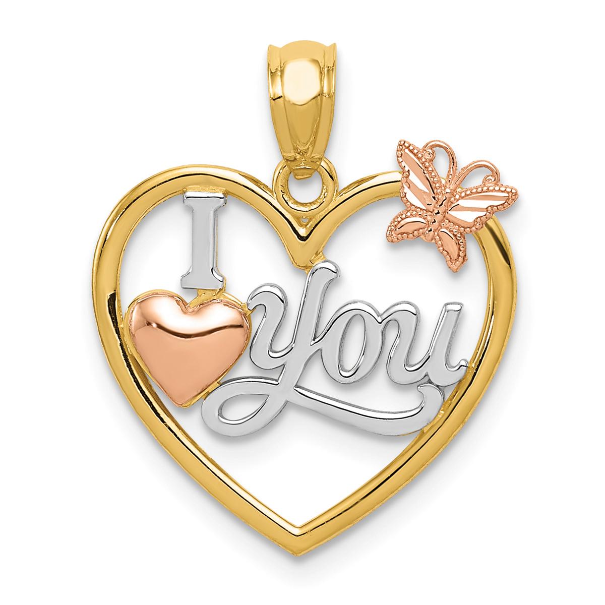 Gold Classics(tm) 14kt. I LOVE YOU Heart & Butterfly Pendant
