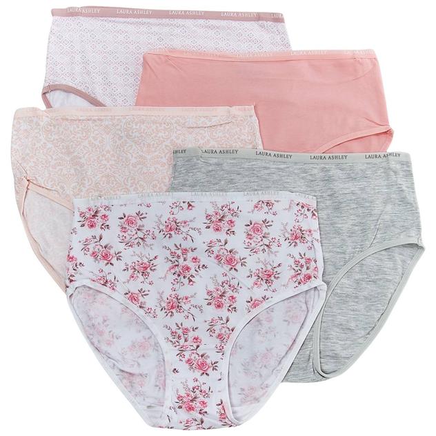 Womens Laura Ashley® 5pk. Logo Band Brief Panties LS9221-5PKOM