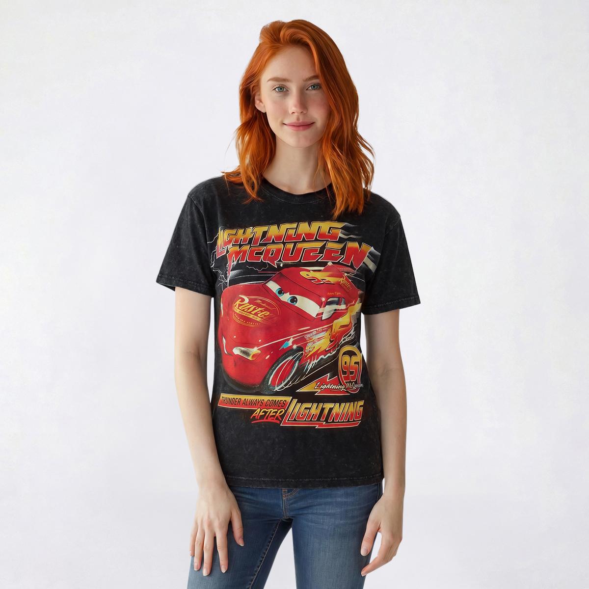 Juniors C-Life Mineral Wash Lightning McQueen Boyfriend Tee