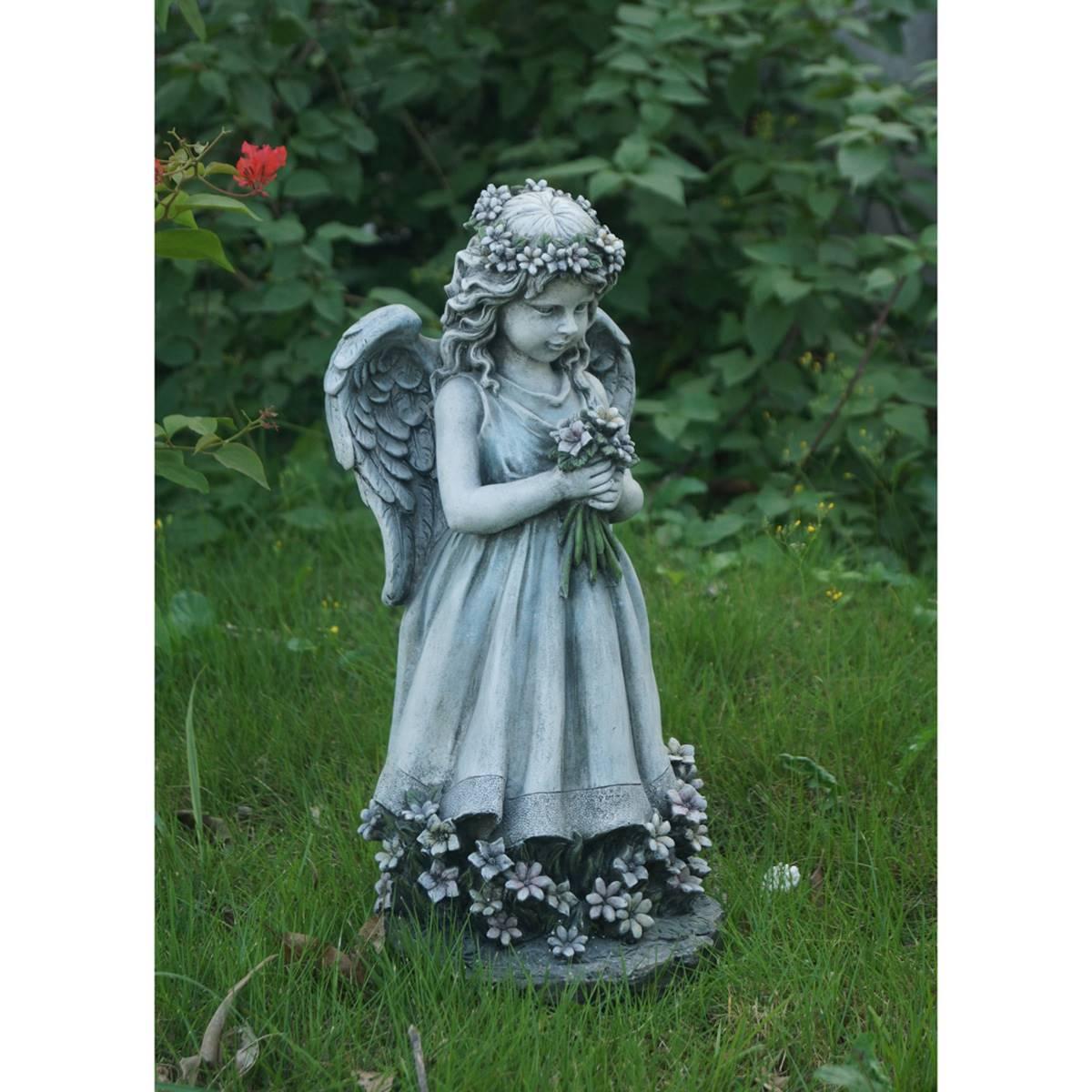 Hi-Line Gift Angel Holding Flowers Garden Statue