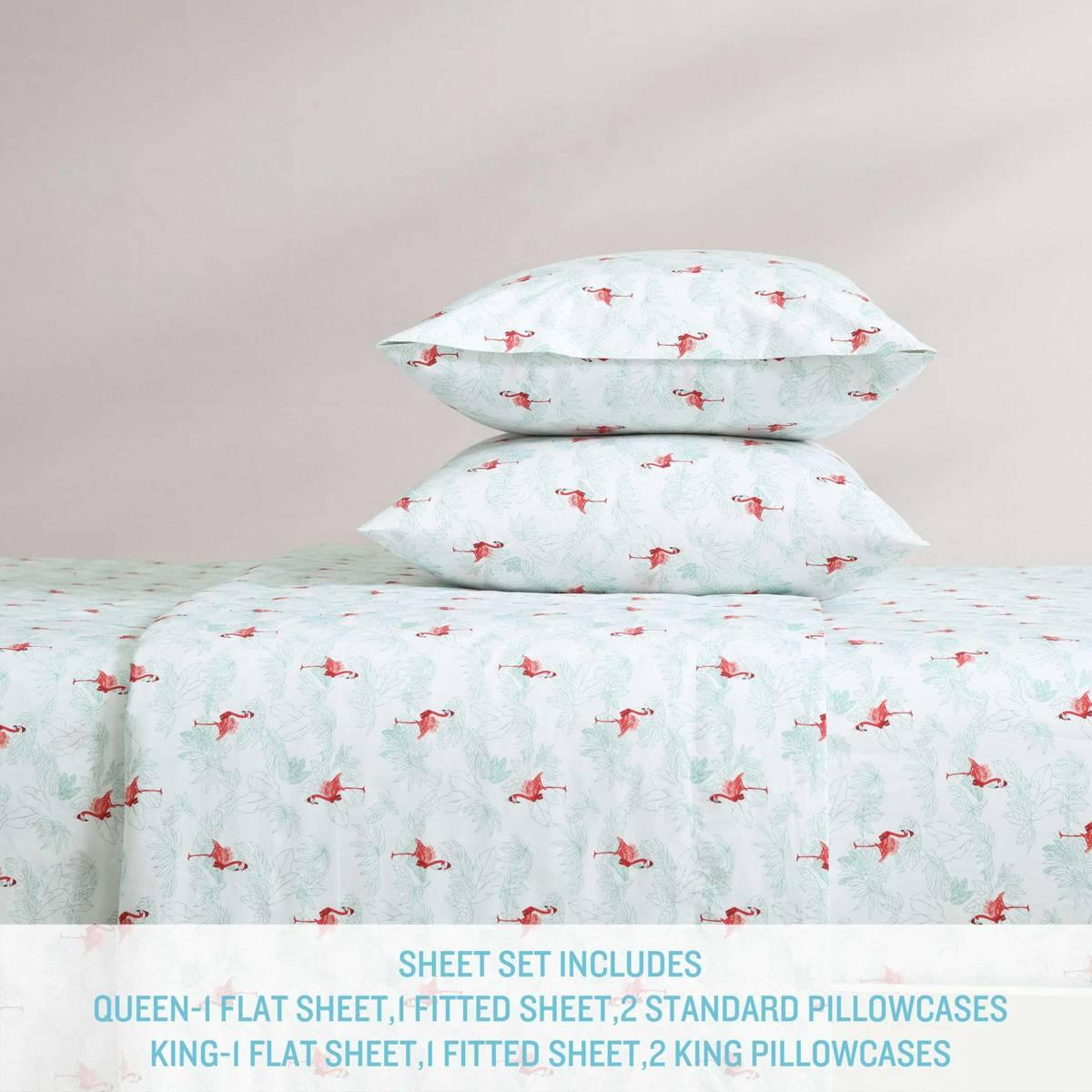 Tommy Bahama Flamingo Santa 200TC 4pc. Sheet Set