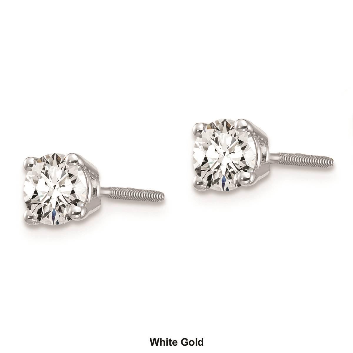 Pure Fire 14kt. Gold 2/3ctw. Diamond Screw-Back 4-Prong Earrings