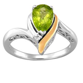 Gemstone Classics(tm) Created Peridot 10kt. Sterling Silver Ring