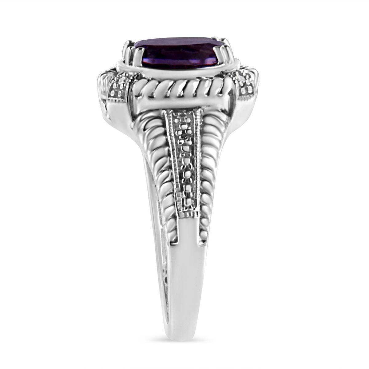Haus of Brilliance Sterling Silver Amethyst Diamond Accent Ring