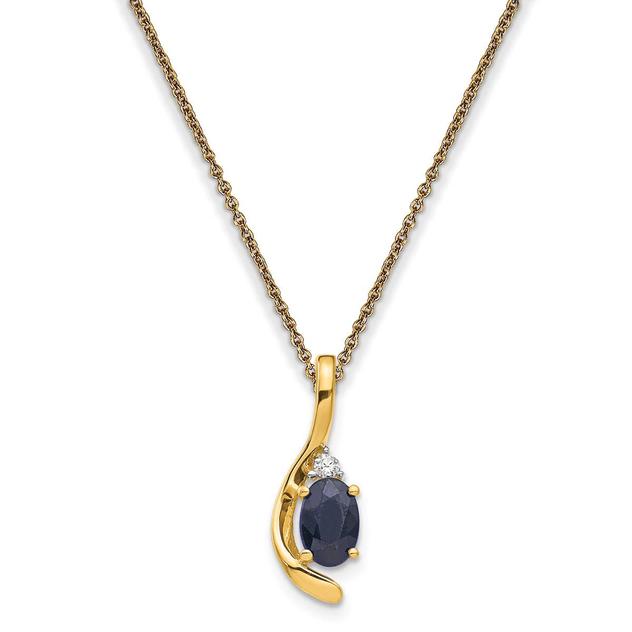 14kt. Yellow Gold Blue Sapphire Pendant Necklace