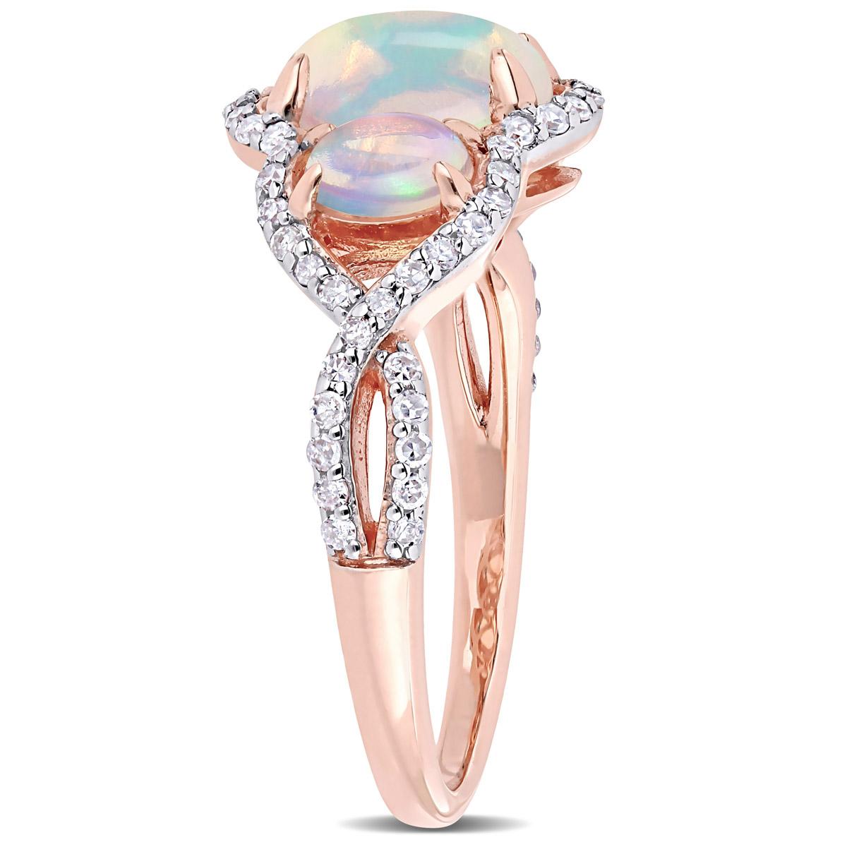 Gemstones Classics™ 10kt. Rose Gold Ethiopian Blue Opal Ring