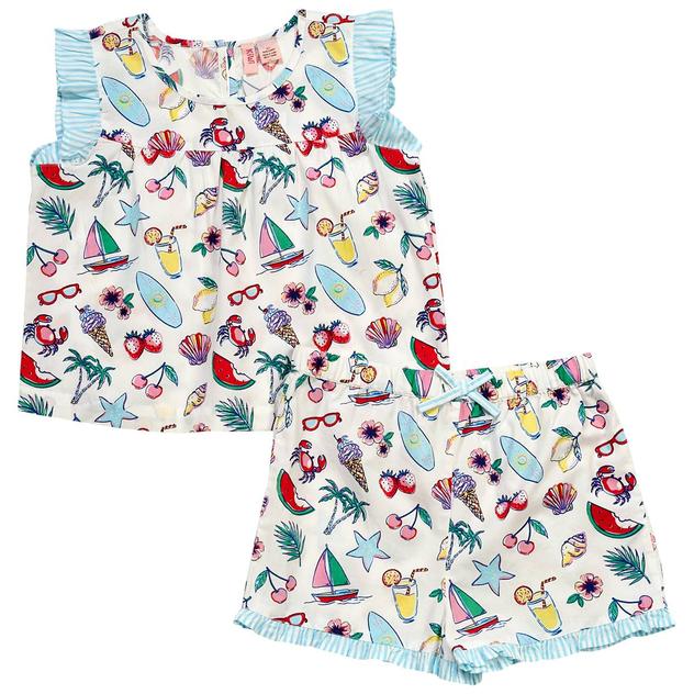 Girls (4-6x) Kiwi 2pc. Coastal Print Top & Shorts Set