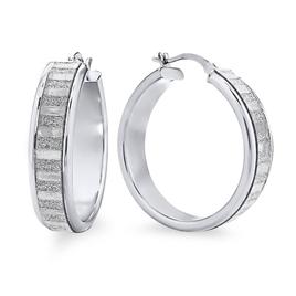 Forever New Sterling Silver Glitter Hoop Earrings