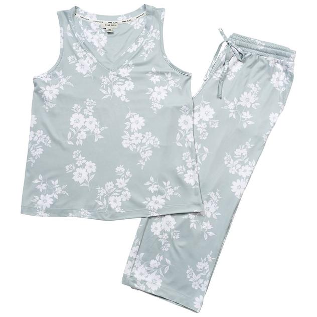 Womens Anne Klein Sleeveless V-Neck Floral Capri Pajama Set