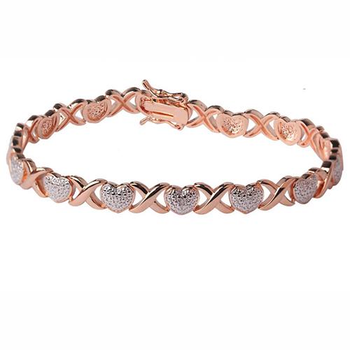 Gianni Argento Rose Gold 1/4ctw. Diamond & Heart Bracelet